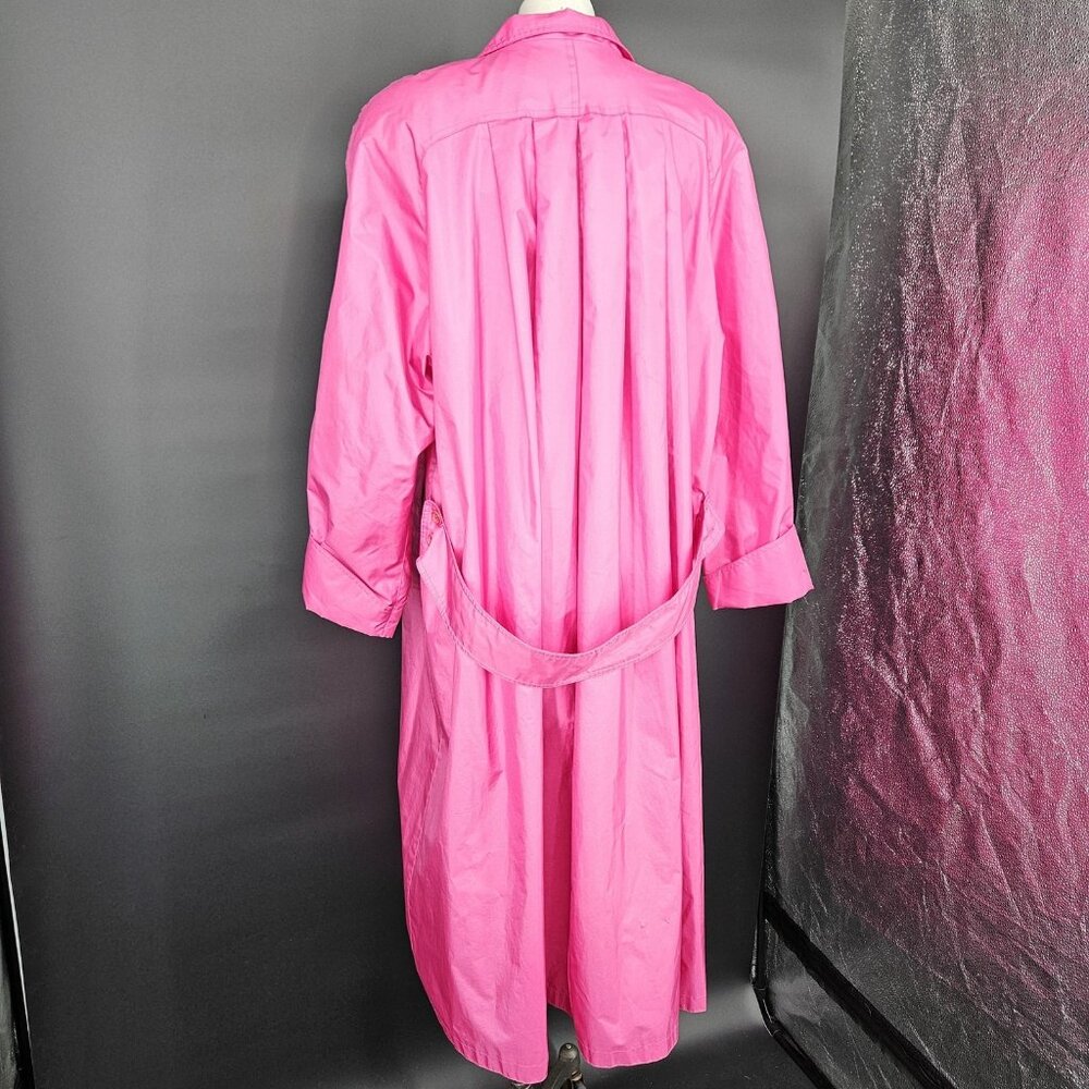 Vintage Trench Long Rain Jacket Coat Womens 12 Pink Rubberized Belted 80s Formal - Picture 9 of 16